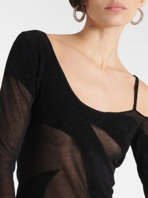 Mini robe en coton asymétrique The Attico noir