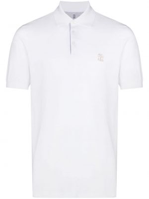 Brodert poloskjorte Brunello Cucinelli hvit