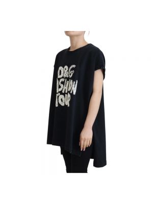 Koszulka bawełniana z okrągłym dekoltem Dolce And Gabbana czarna