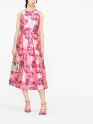 Květinové midi šaty s potiskem Alice + Olivia růžové