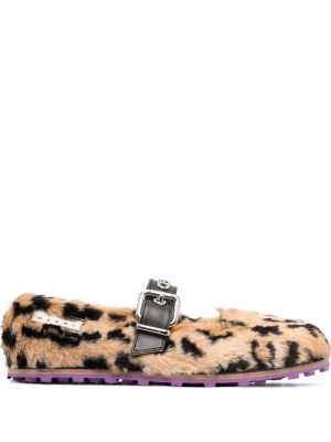 Leopard trykt pels pumps Marni