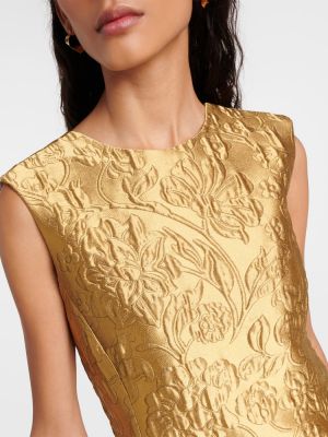 Jacquard haljina s cvjetnim printom Emilia Wickstead zlatna