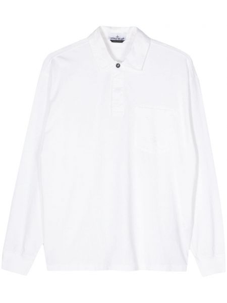 Medvilninis siuvinėtas polo marškinėliai Stone Island balta