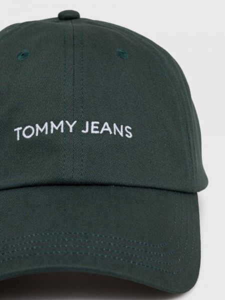 Czapka z daszkiem bawełniana Tommy Jeans zielona