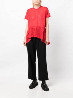 Průsvitné tričko se síťovinou Comme Des Garçons červené