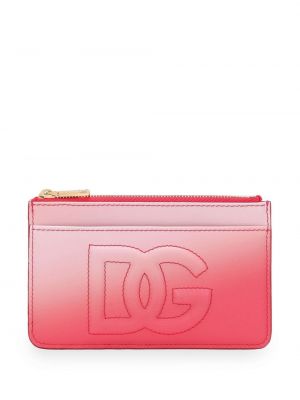 Kožená peněženka s výšivkou Dolce & Gabbana růžová