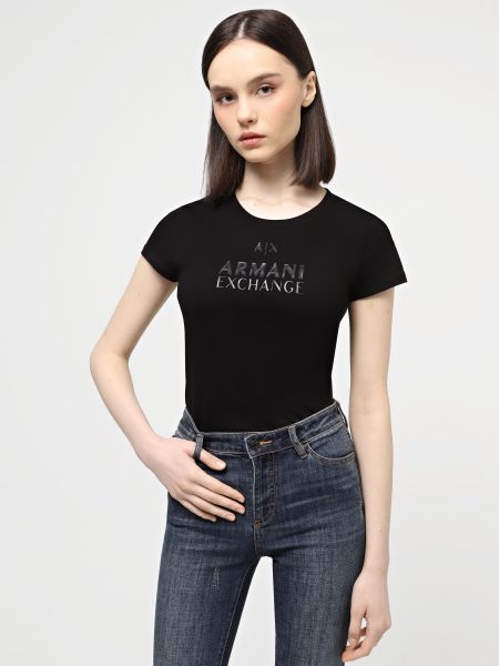 Бавовняна футболка Armani Exchange чорна