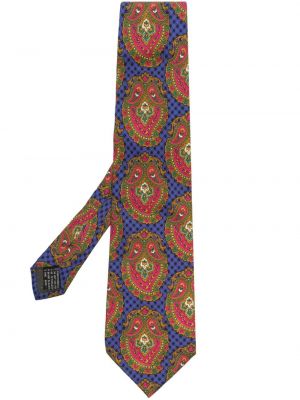 Hodvábna kravata s potlačou Versace Pre-owned fialová