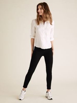 Womens M&S Collection PETITE High Waisted Jeggings - ,  M&s Collection - Bordowy