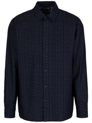 Βαμβακερό πουκάμισο με σχέδιο Emporio Armani μαύρο