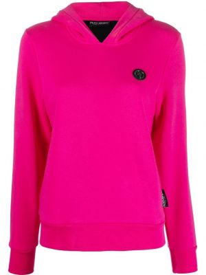 Kokvilnas kapučdžemperis ar apdruku Plein Sport rozā