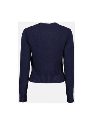 Sweter z kaszmiru z długim rękawem z okrągłym dekoltem Ami Paris niebieski