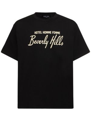 Koszulka bawełniana z dżerseju Homme + Femme La czarna