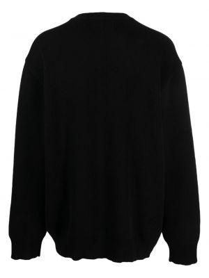 Kokvilnas džemperis ar apaļu kakla izgriezumu Kusikohc melns