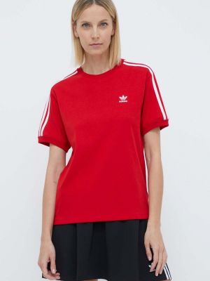Тениска на райета Adidas Originals червено