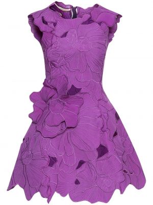 Sukienka mini w kwiatki Oscar De La Renta fioletowa