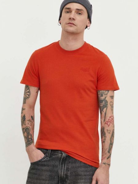 Bombažna majica Superdry oranžna