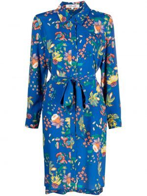 Midi obleka s cvetličnim vzorcem s potiskom Dvf Diane Von Furstenberg modra