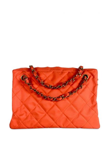 Prešívaná nylónová kabelka Chanel Pre-owned oranžová