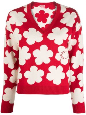 Пуловер на цветя Kenzo червено