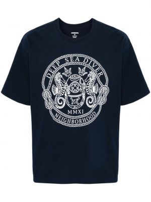 T-shirt aus baumwoll mit print Neighborhood blau