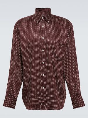 Lyocellová bodkovaná košeľa Tom Ford červená