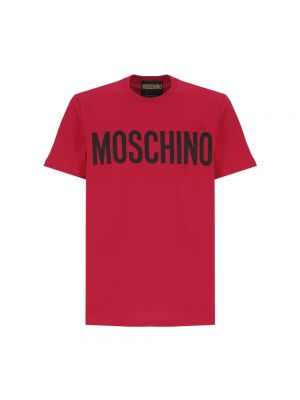 Koszulka bawełniana z okrągłym dekoltem Moschino czerwona