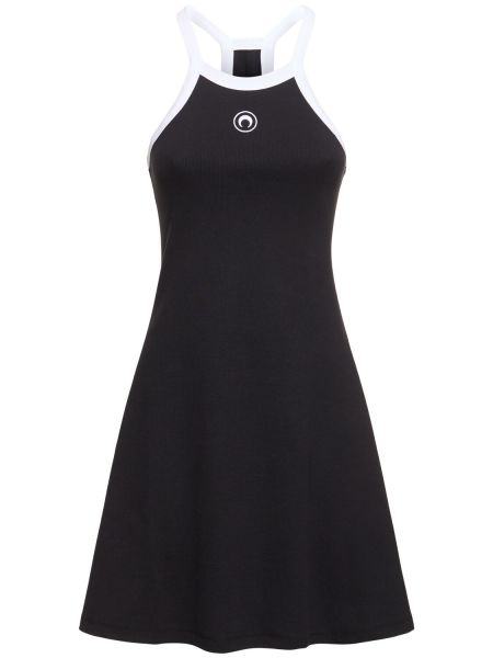 Mini vestido de algodón Marine Serre negro