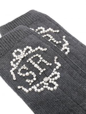 Chaussettes en coton à imprimé Simone Rocha gris