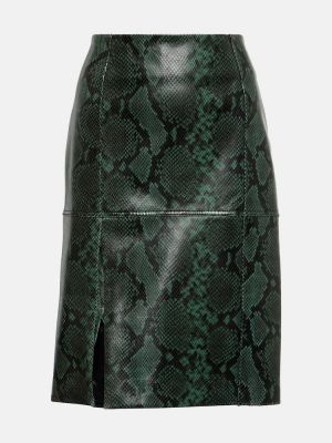 Kožená sukně s potiskem s hadím vzorem Dorothee Schumacher zelené