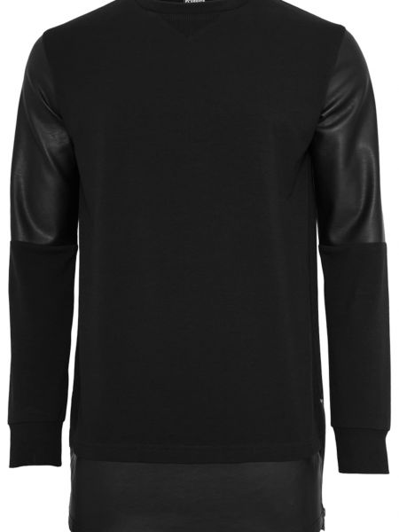 Dabīgās ādas garš džemperis ar rāvējslēdzēju Urban Classics melns