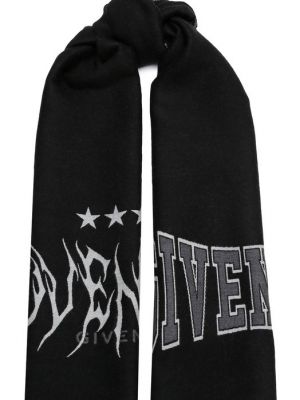 Шелковый шерстяной шарф Givenchy черный
