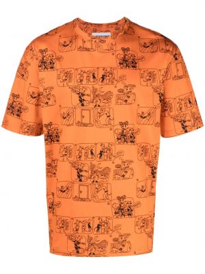 Bavlnené tričko s potlačou Moschino oranžová