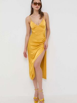 Žluté midi šaty Bardot