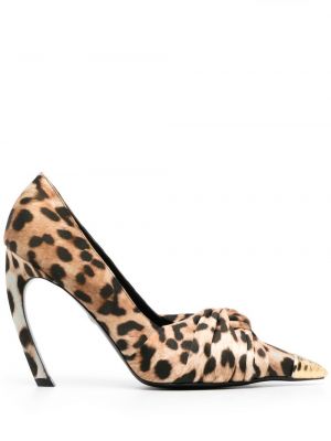 Кожени полуотворени обувки с принт с леопардов принт Roberto Cavalli черно