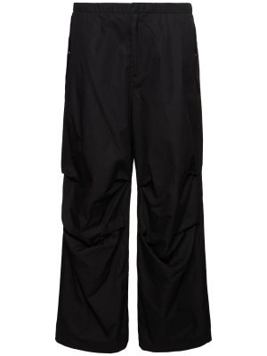 Βαμβακερό παντελόνι σε φαρδιά γραμμή Jil Sander μαύρο