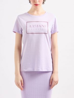 Medvilninis marškinėliai Armani Exchange violetinė