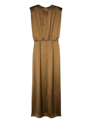 Plisseeritud satiinist kleit Yves Salomon pruun