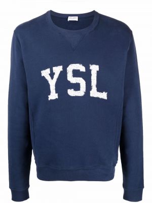 Sweatshirt aus baumwoll mit print Saint Laurent blau