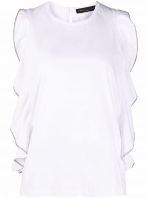 Блуза с волани с шипове Fabiana Filippi бяло
