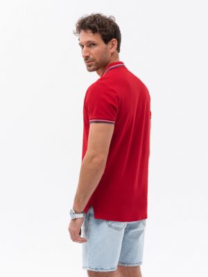 Поло тениска Ombre Clothing червено