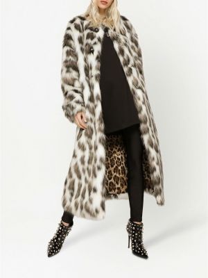 Manteau de fourrure à imprimé à imprimé léopard Dolce & Gabbana