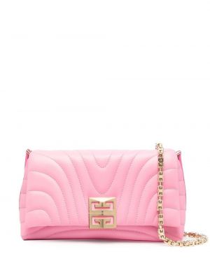 Pikowana torba na ramię skórzana Givenchy różowa