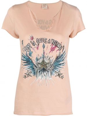 Тениска с v-образно деколте Zadig&voltaire розово