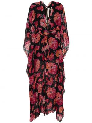 Dolga obleka s cvetličnim vzorcem s potiskom Maria Lucia Hohan črna