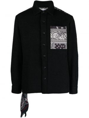 Koszula z nadrukiem z wzorem paisley filcowa Destin czarna