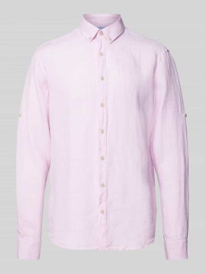 Lniana koszula na guziki puchowa Brax różowa