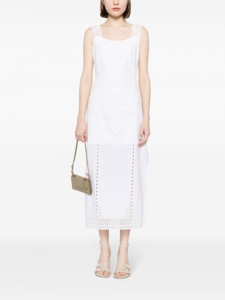Midi šaty bez rukávů Alberta Ferretti bílé