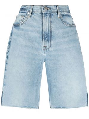 Džínové šortky s vysokým pasem s knoflíky na zip Frame - modrá