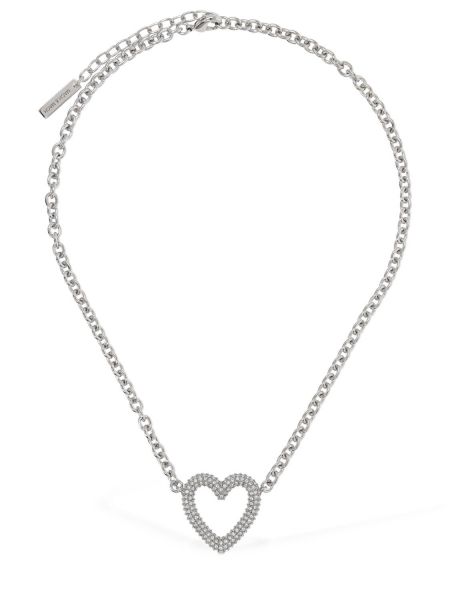 Ogrlica s kristalima s uzorkom srca Mach & Mach srebrena
